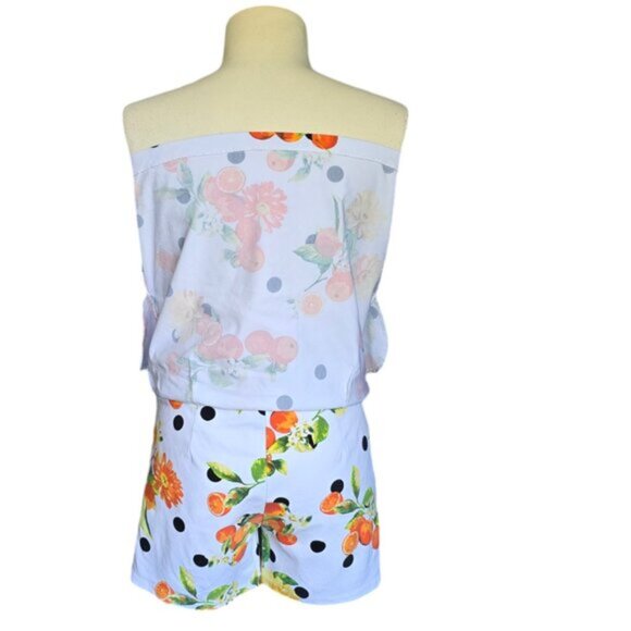 Zac & Rachel Orange Print Polka dot White Skort. size 10 - Picture 5 of 8